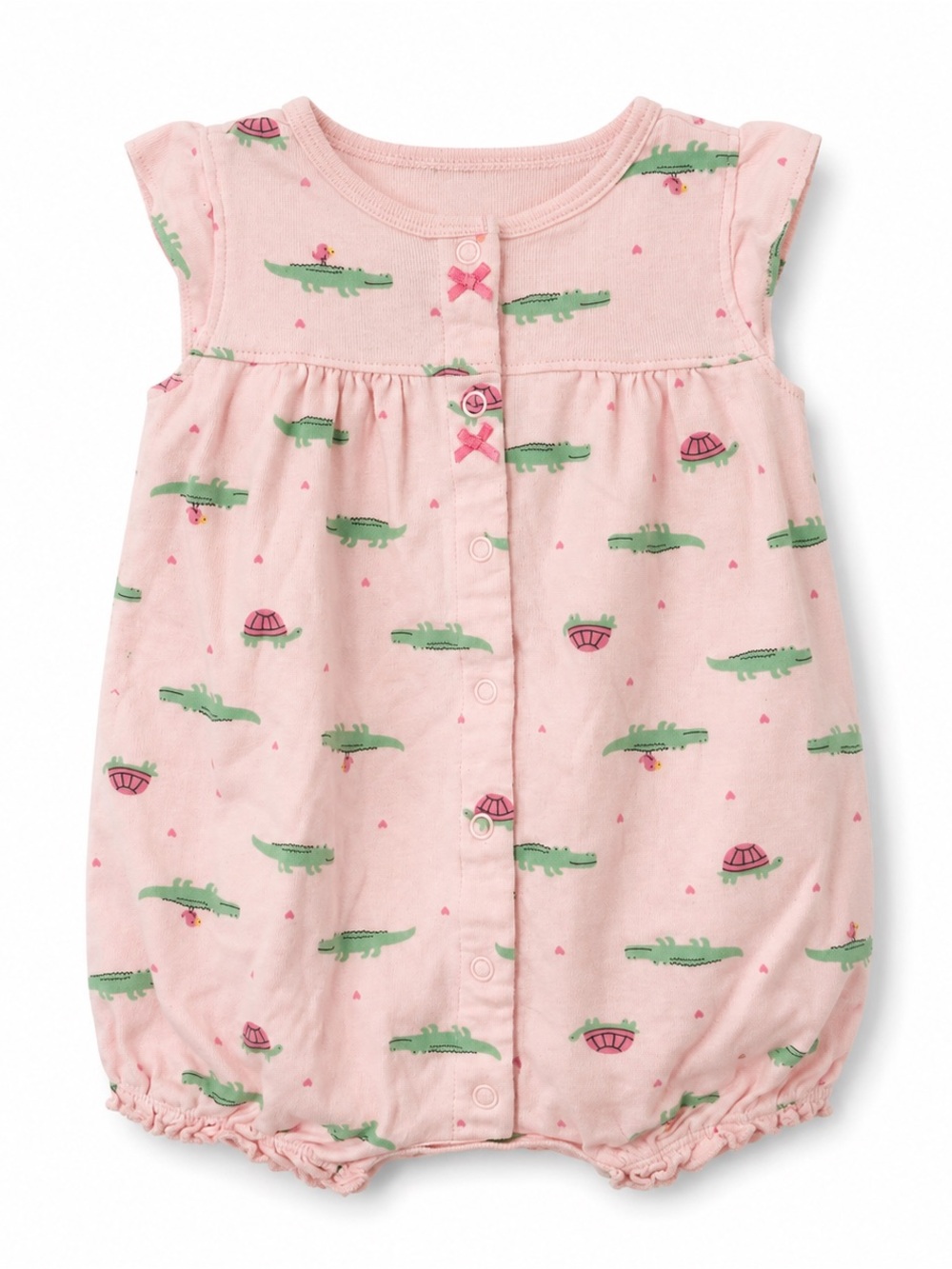 Baby Girls Alligator & Turtle Print Cotton Romper
